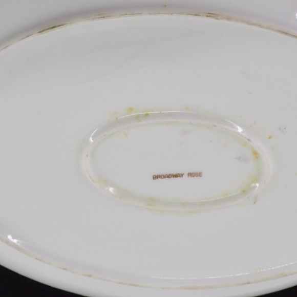 Vtg Japanese Broadway Rose Pattern Fine China Platter Silver Trim Grey on White - Picture 12 of 13
